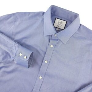 Charles Tyrwhitt Dress Shirt Mens 16.5 32/33 Blue Solid Classic Fit Non Iron
